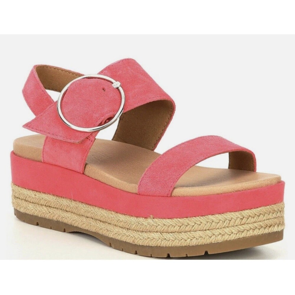 UGG April Platform Espadrille Sandals Pink Suede Women's Size 8 1117961 Used
